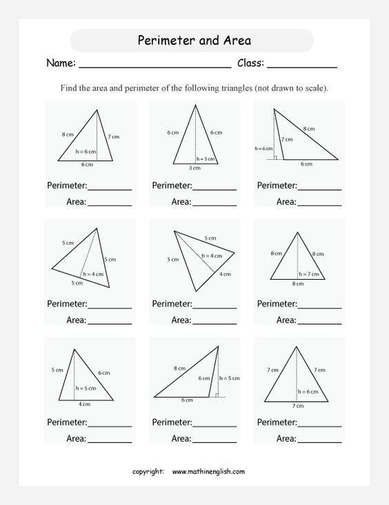 Area Of A Triangle Worksheets Th Grade
