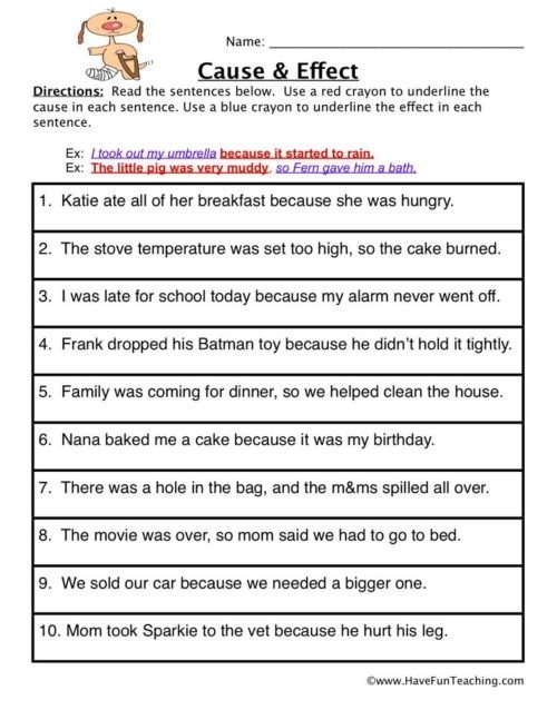 Cause And Effect Worksheets Have Fun Teaching For Grade Worksheet