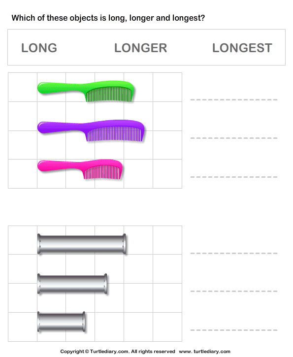 Comparing Length Of Objects Worksheet