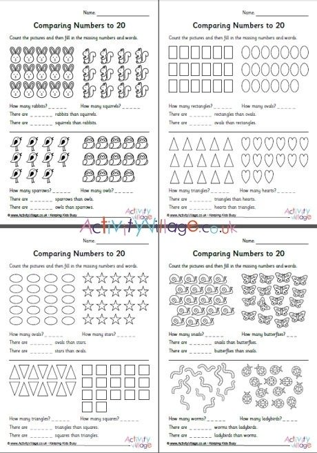 Comparing Numbers To  Worksheets Set