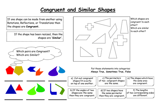 Congruent And Similar Shapes