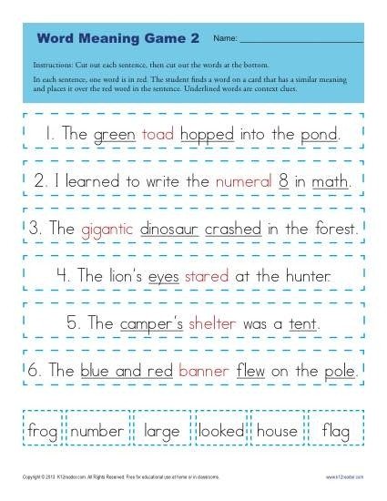 Context Clues Worksheets For St Grade