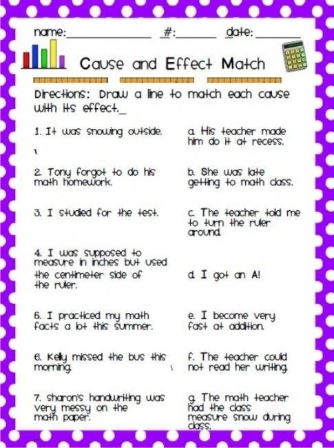 Cause And Effect Worksheets For Grade 5