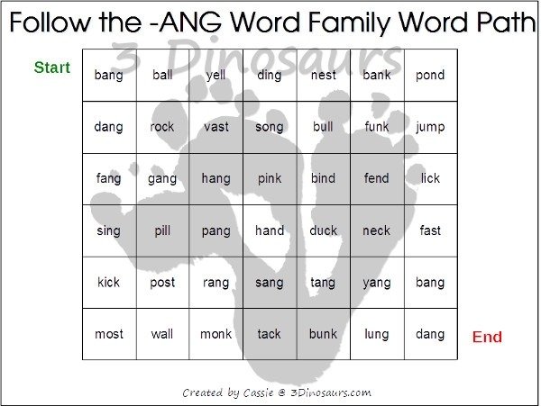 Free Cvcc Word Family Word Path