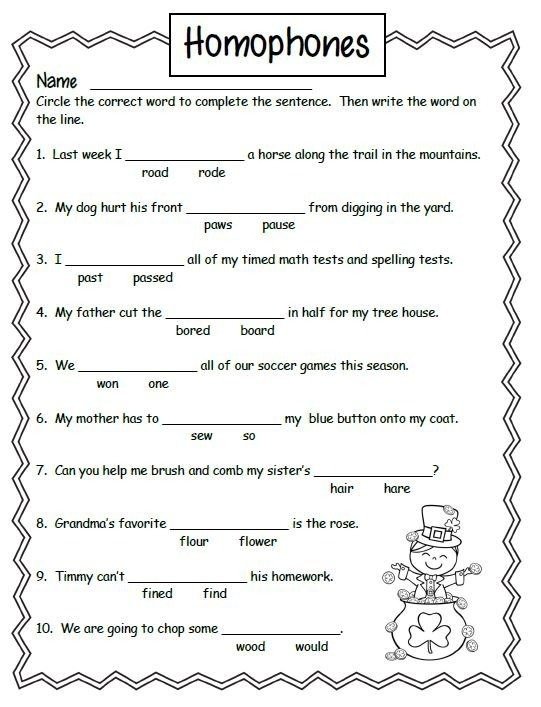 Free Homonyms Worksheets For Nd Grade
