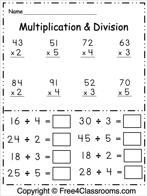 Free Rd Grade Math Multiplication And Division Worksheet