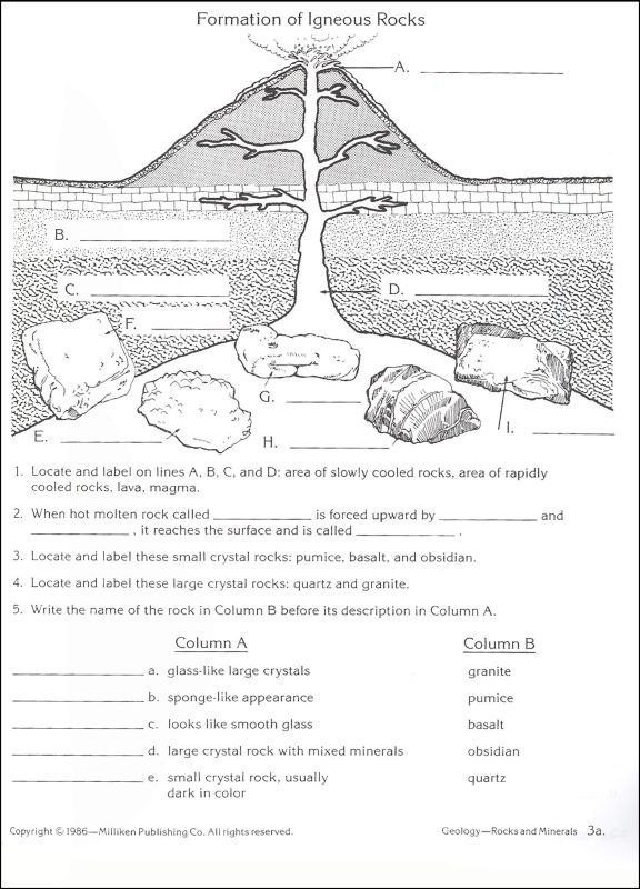 Free Rocks And Minerals Worksheets