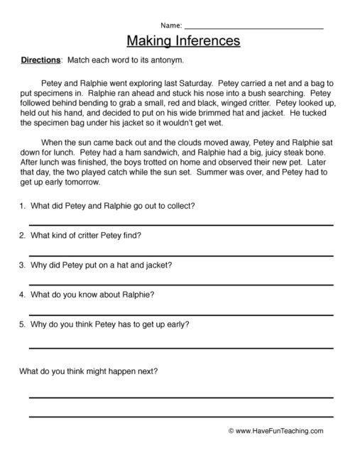 Inference Worksheets Have Fun Teaching High School Inferences
