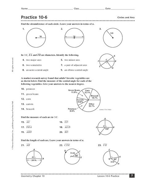 Practice Circles And Arcs Worksheet For Th Th Grade Circle