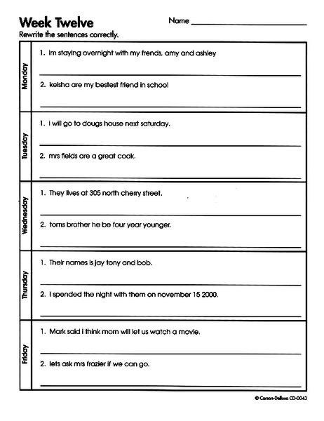 Daily Oral Language 3rd Grade Worksheets Free - Worksheets Master