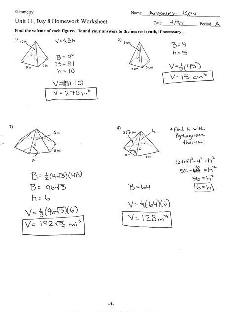Surface Area And Volume Worksheets With Answers - Worksheets Master