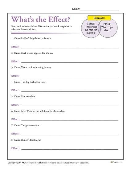 The Effect Printable Cause And Worksheet Worksheets Th Grade