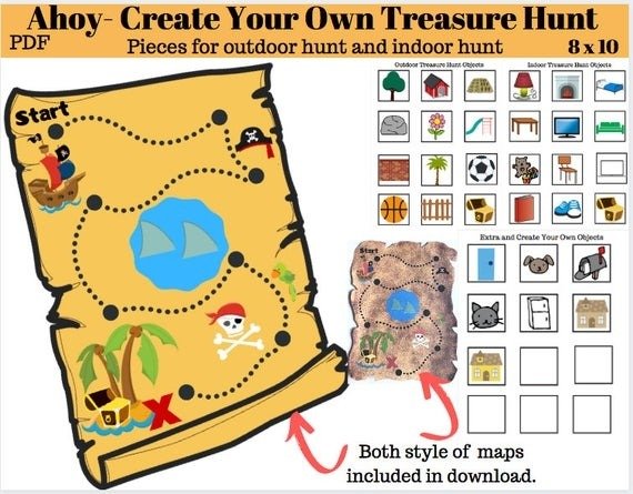 Treasure Map Pirate Map Digital Download  Printable