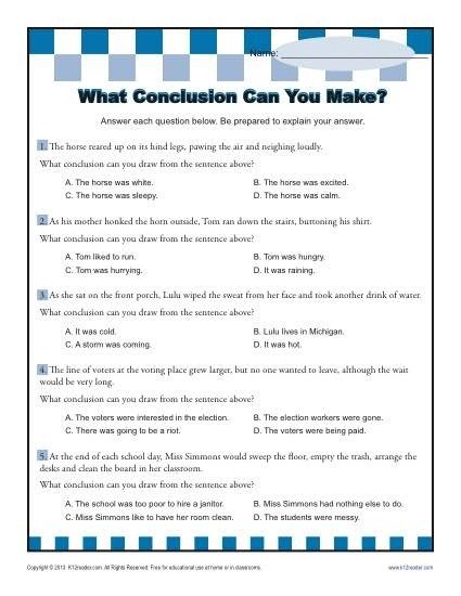 Drawing Conclusions Worksheets 8th Grade - Worksheets Master