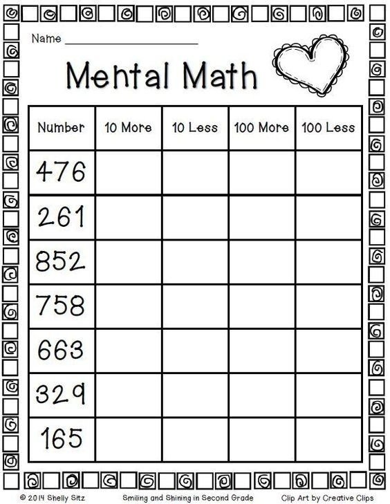 Worksheet  Mentalmath Free Second Grade Mathsheets First Writing
