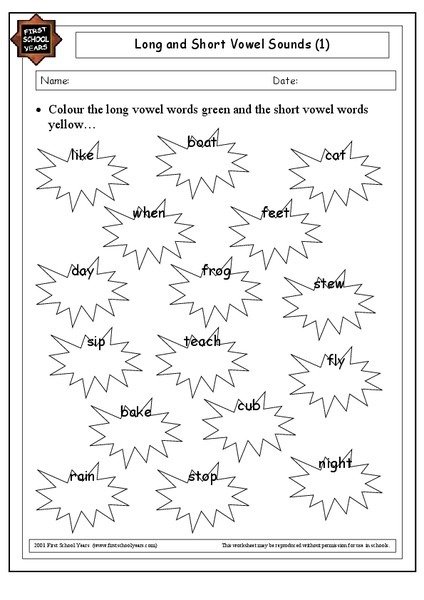 And Short Vowel Sounds Worksheet For Nd Rd Grade Lesson