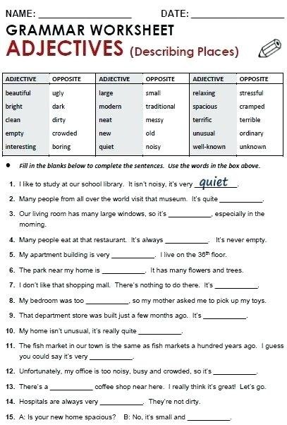 Free Grammar Worksheets For Middle School