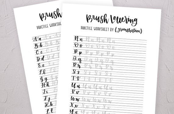 Brush Lettering Practice Worksheet Calligraphy Hand