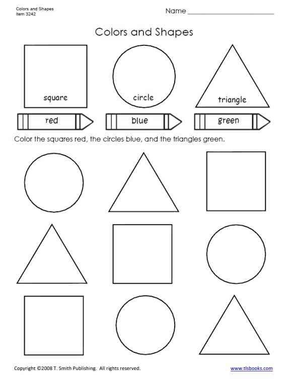Colors And Shapes Worksheet For Primary Grades Preschool