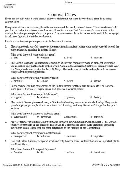 Context Clues Meaning Of Words In Worksheets Contextclueslarge