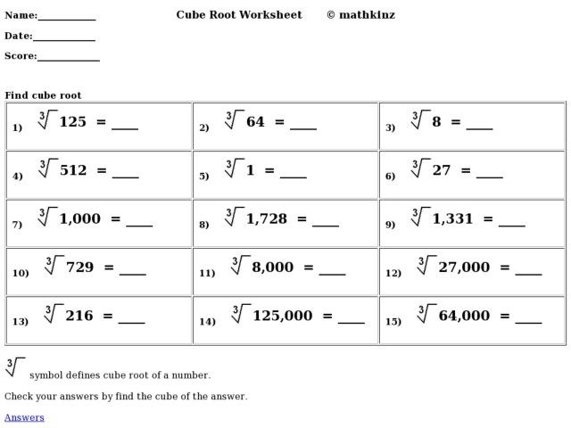 Cube And Cube Root Worksheets - Worksheets Master