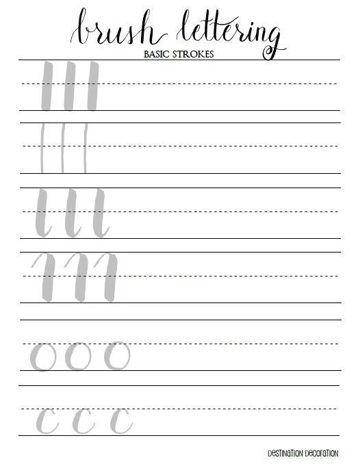 Free Lettering Practice Sheets Tip Worksheets For Beginners Brush