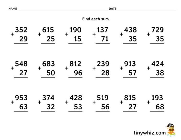 Free Printable Addition With Regrouping Math Worksheet Tiny First