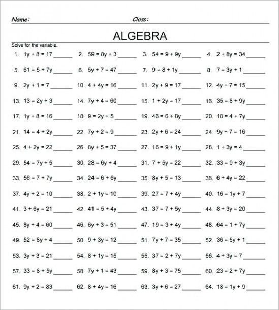 Free Th Grade Math Worksheets With Answer Worksheet Algebra For