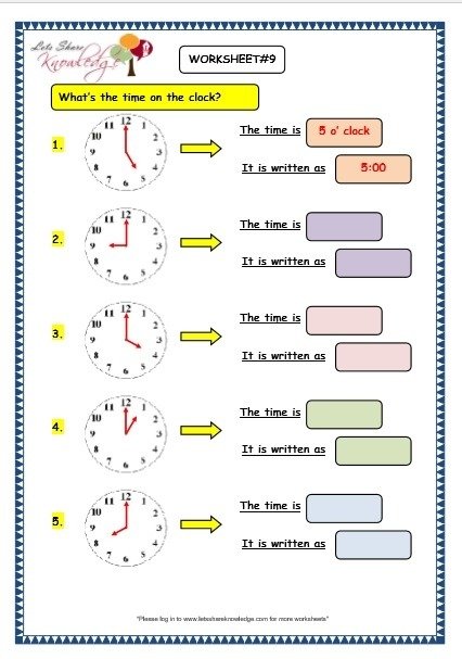 Grade Maths Worksheets Telling The Time In Exact Hours Printable
