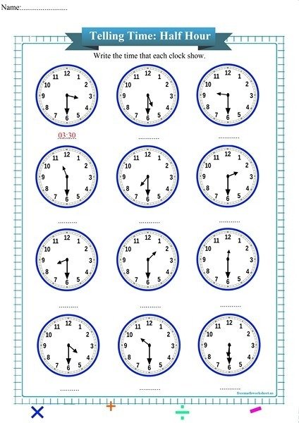 time-to-the-half-hour-worksheet