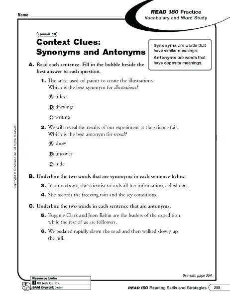 Interesting Context Clues Worksheets