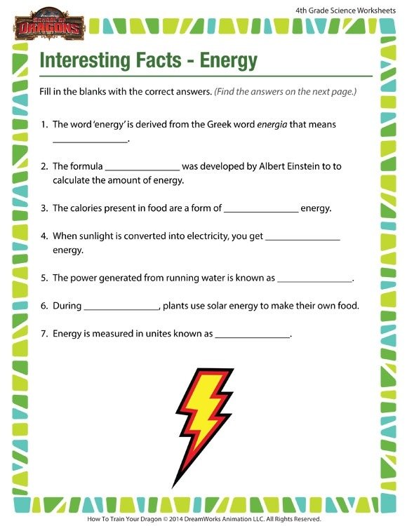 Interesting Facts Energy View Th Grade Worksheets Sod Science For