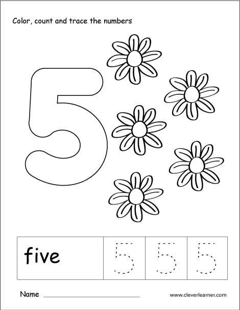 Number  Tracing And Colouring Worksheet For Kindergarten