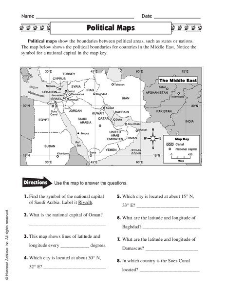 Political Maps Worksheet For Th