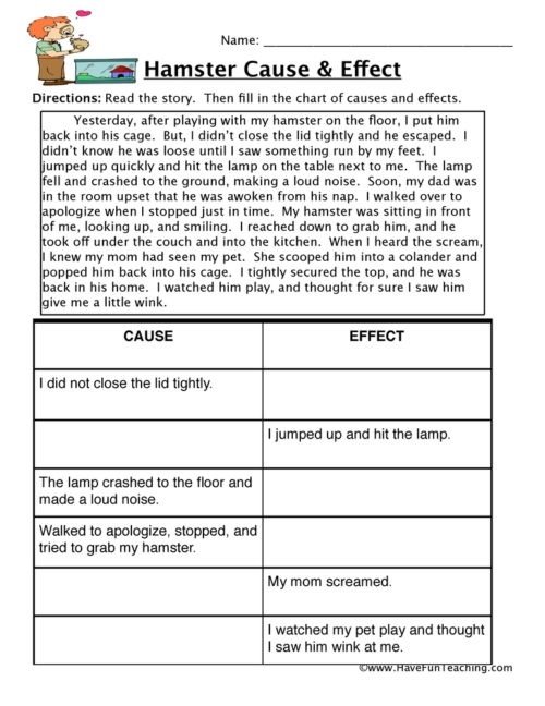 Cause And Effect Exercises For Grade 5