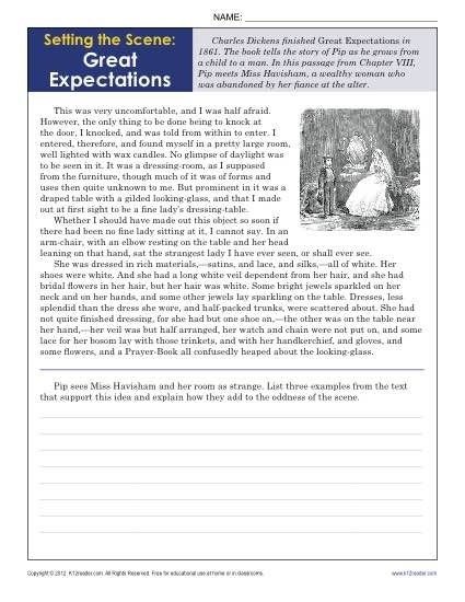 Setting The Scene Great Expectations Th Grade Reading