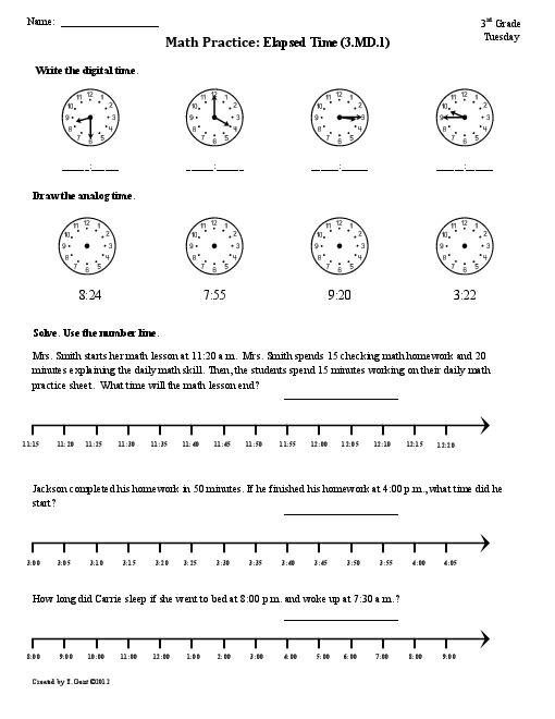 Th Grade Elapsed Time Worksheets