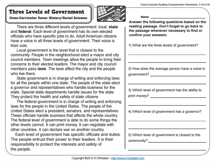 Three Levels Of Government Worksheet For Nd
