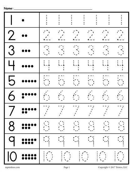 Free Printable Preschool Worksheets Tracing Numbers - Worksheets Master