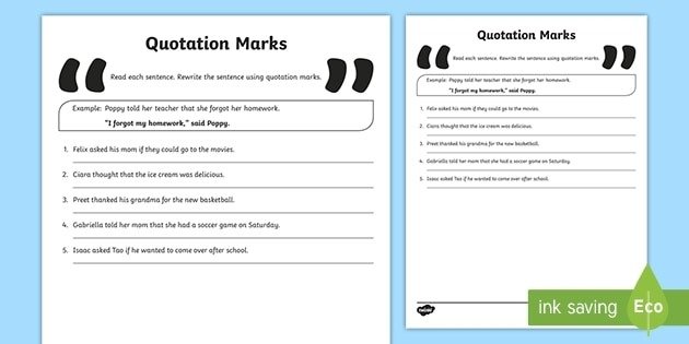 Using Quotation Marks Worksheet