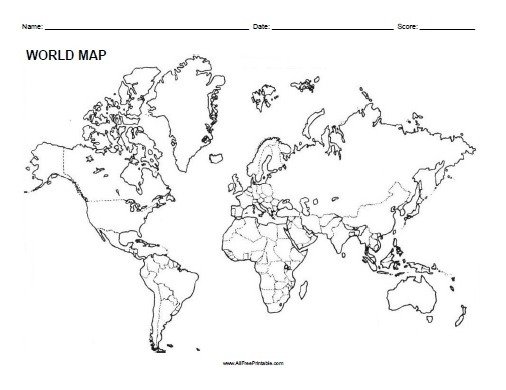 Free Printable World Map Worksheets - Worksheets Master