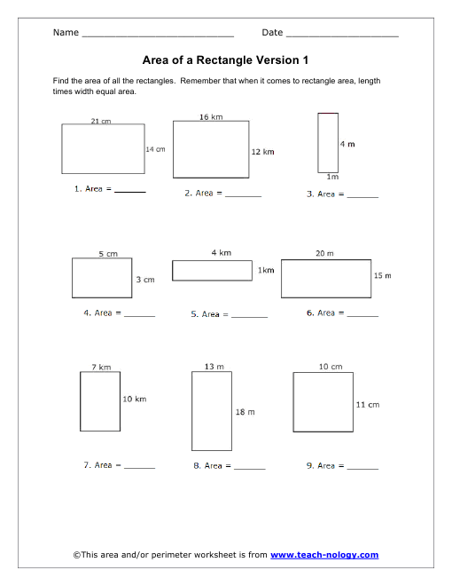 properties of a rectangle worksheet