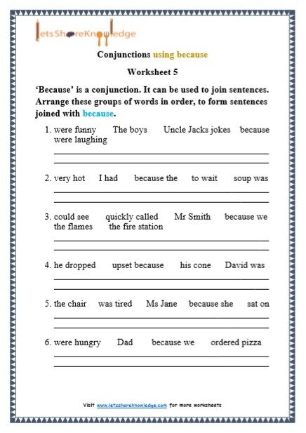 Conjunction Worksheet Class 3