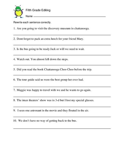 Free Printable Editing Worksheets For 5th Grade