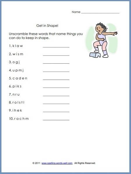 First Grade Language Arts Worksheets English Get In Shape Math