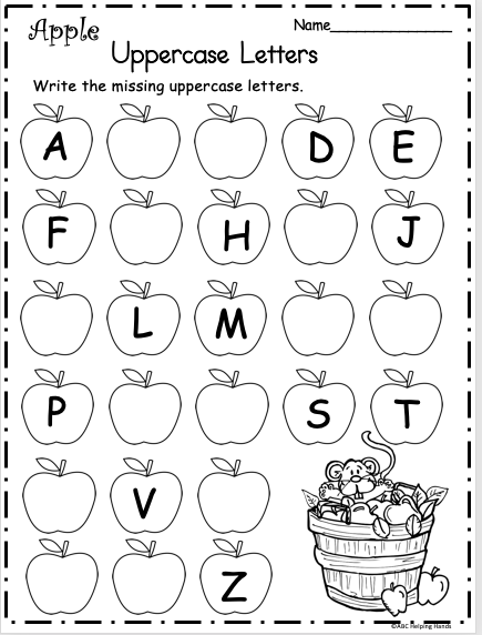 Free Kindergarten Letter Writing Worksheet For Fall Apples