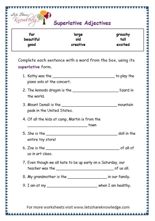 Adjectives Worksheets For Grade 5 With Answers - Worksheets Master