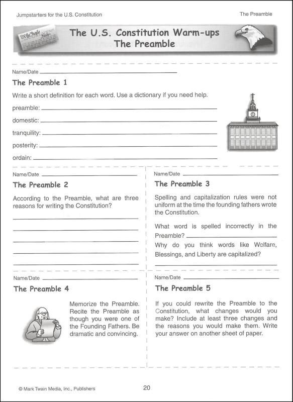 Jumpstarters For The Constitution Dellosa Government Worksheets