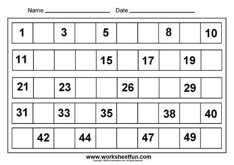 missing number worksheets 1 50 worksheets master