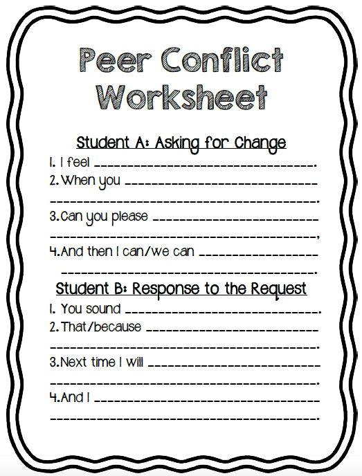 Peer Mediationconflict Worksheet Simple Tool For Students To